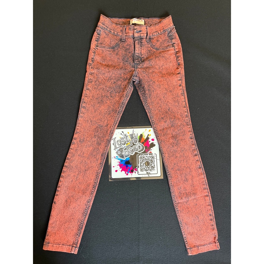Andrea Jeans Skinny Jeans Womens 7 Orange Excellent Acid‎ Wash High Rise Stretch